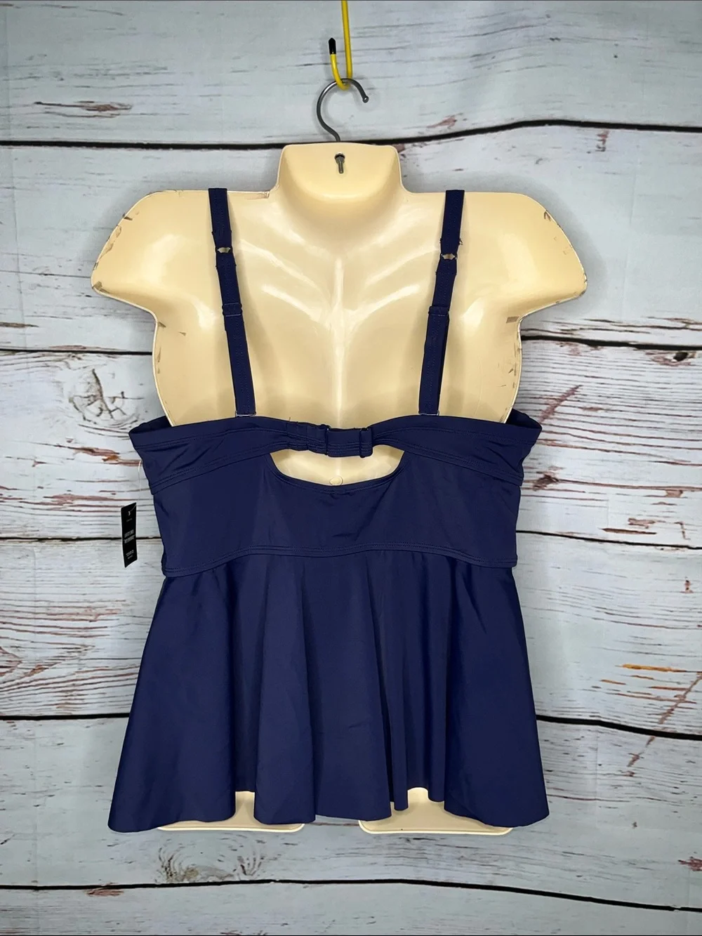 Torrid NWT Sz 0 C/D Navy Blue Underwire Peplum Hem Bathing Suit Tankini Swim Top